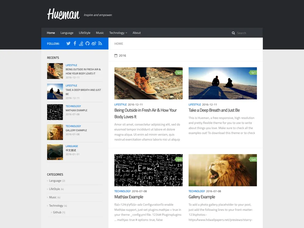 Hexo Theme Hueman screenshot