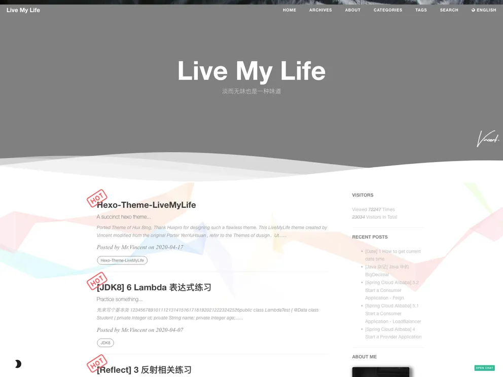 Hexo Theme Livemylife screenshot